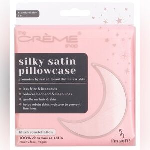 NIB The Creme Shop Silky Satin Pillowcase - Blush - Standard Size